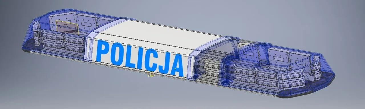 REMEDION — wizualizacja: moduły optyczne i panel z napisem POLICJA